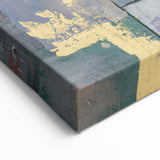 Faded Grid Luxe – Contemporary Abstract Art Piece with Gold Accents