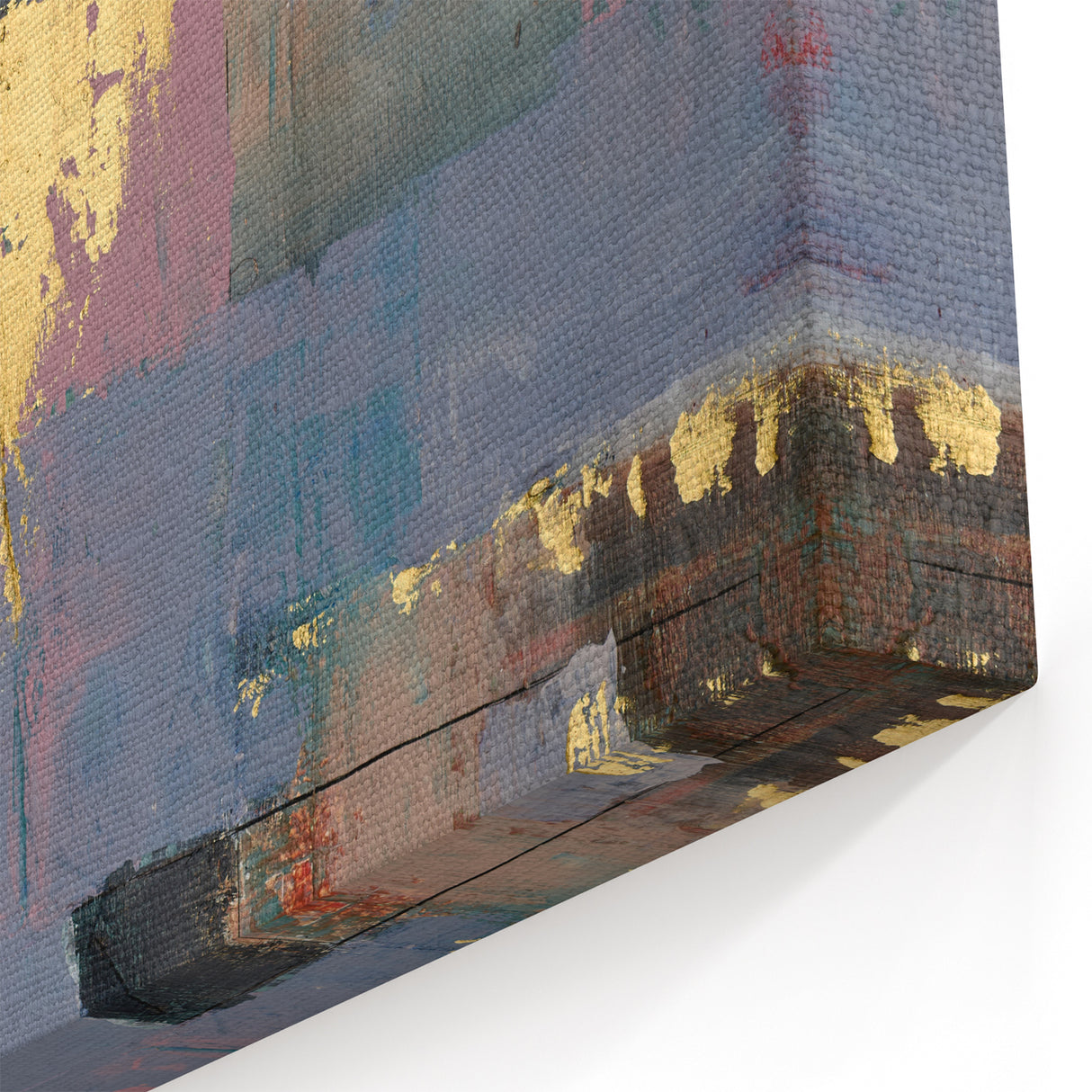 Faded Grid Luxe – Contemporary Abstract Art Piece with Gold Accents