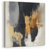 Large Abstract Wall Art – Textured Black, Gold, and Earth Tones