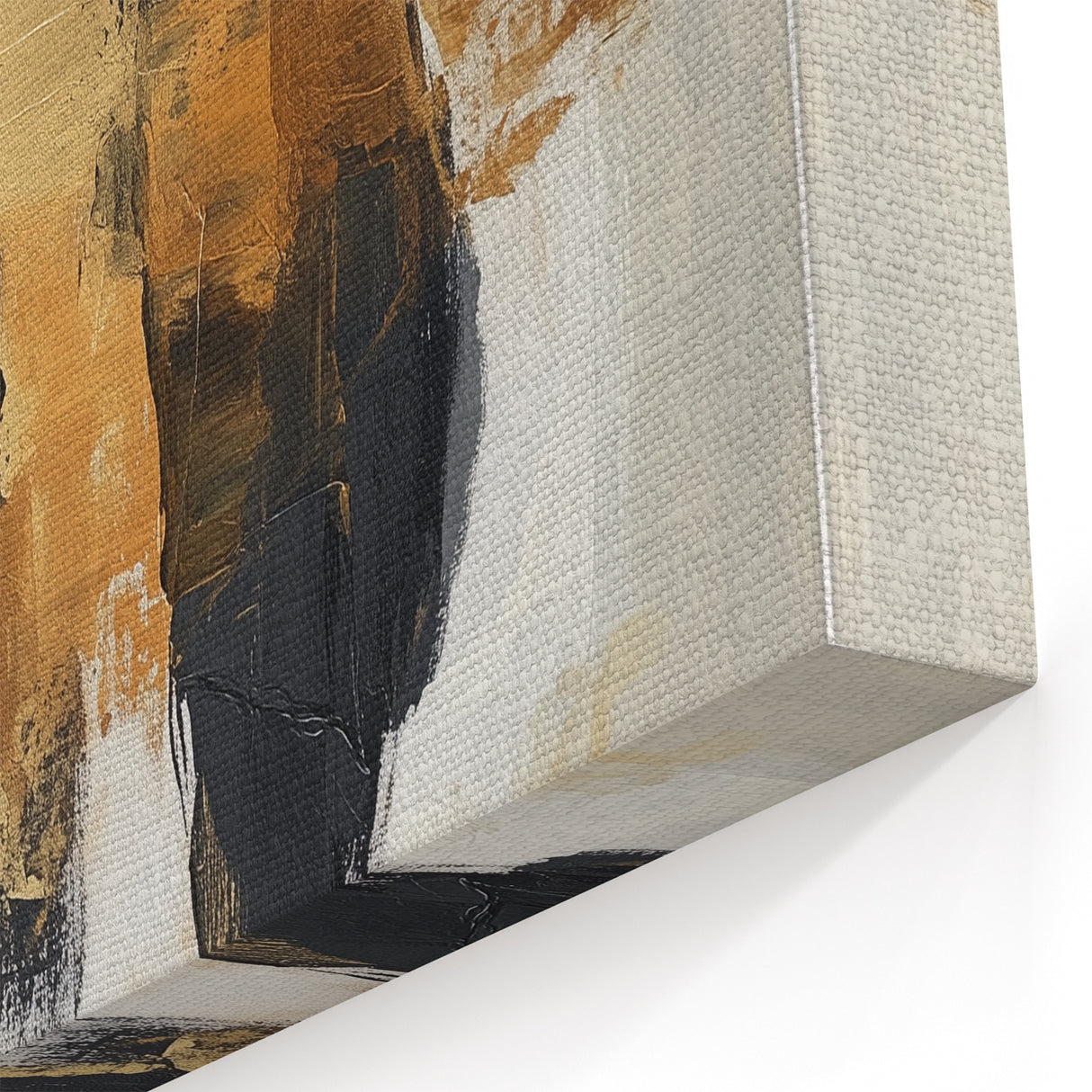 Large Abstract Wall Art – Textured Black, Gold, and Earth Tones