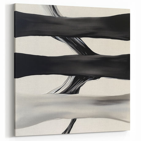 Modern Abstract Wall Art – Flowing Black, White, and Gray Lines