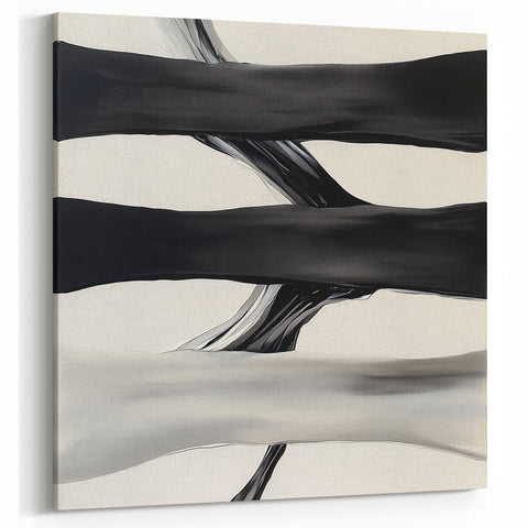 Modern Abstract Wall Art – Flowing Black, White, and Gray Lines