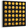 Geometric Abstract Wall Decor – Gold Circles on Black Canvas