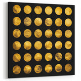 Geometric Abstract Wall Decor – Gold Circles on Black Canvas