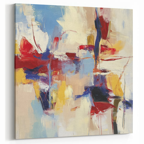 Colorful Abstract Wall Art – Expressive Red, Blue, and Yellow