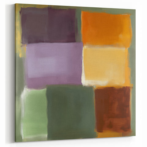 Contemporary Abstract Canvas – Retro Blocks in Earthy Tones
