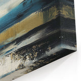 Fluid Abstract Wall Art – Teal, Gold, and Navy Horizontal Texture