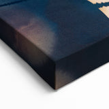 High Contrast Abstract Paintings – Golden Glow on Deep Blue