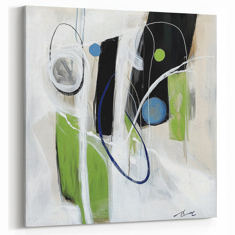 Minimalist Abstract Wall Art – Green, Black, and Blue Geometry