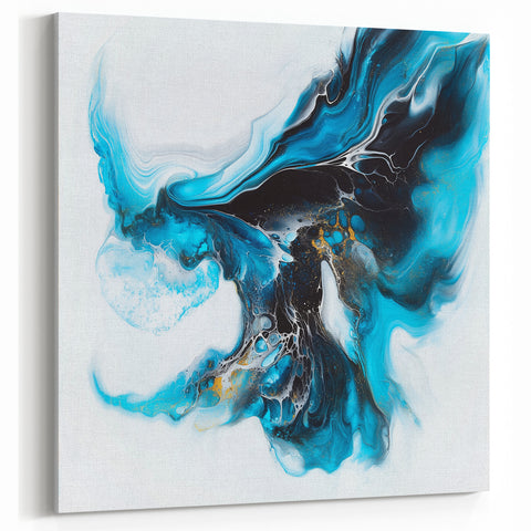 Fluid Abstract Art Collection – Teal, Gold, and Aqua Swirl Motion