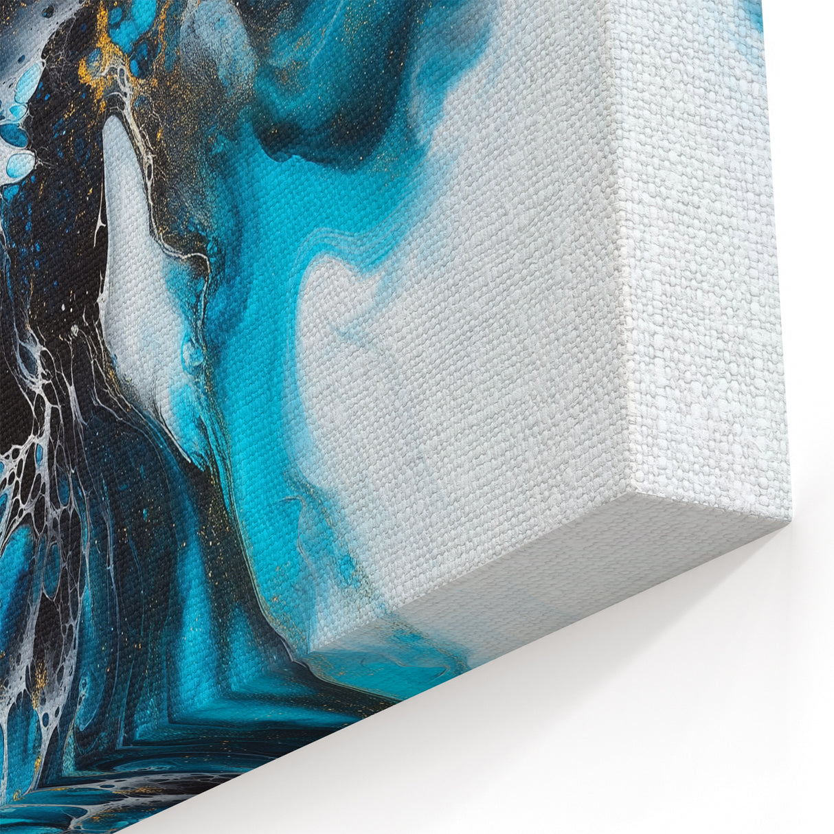 Fluid Abstract Art Collection – Teal, Gold, and Aqua Swirl Motion