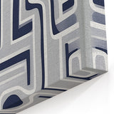 Modern Abstract Wall Art – Navy and White Labyrinth Lines