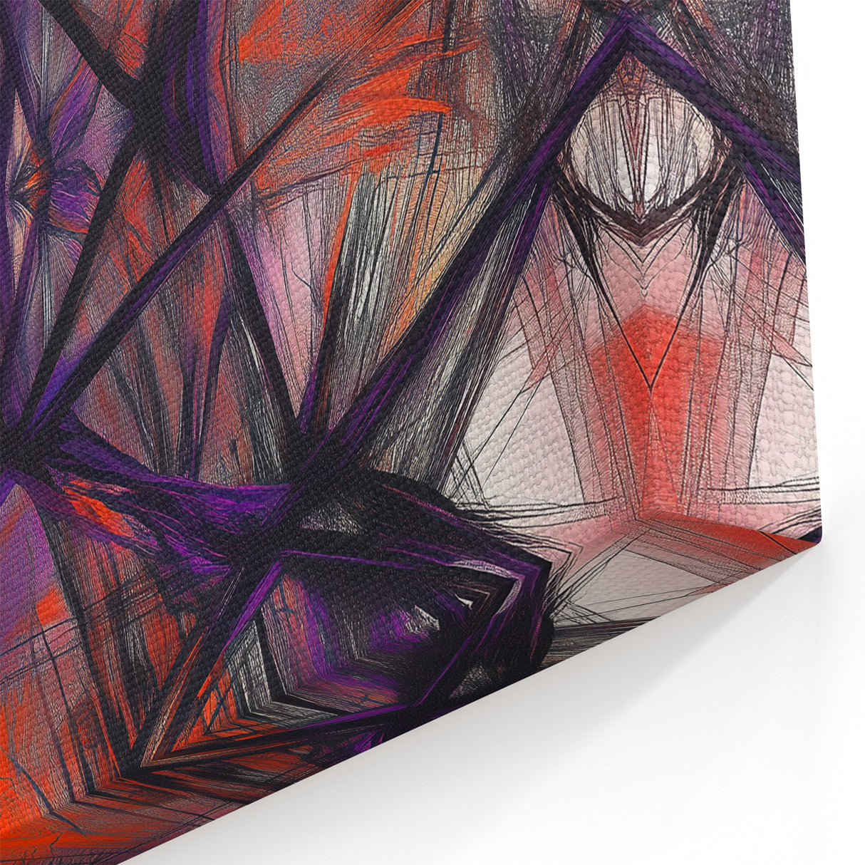 Large Abstract Wall Art – Energetic Red and Purple Motion Lines
