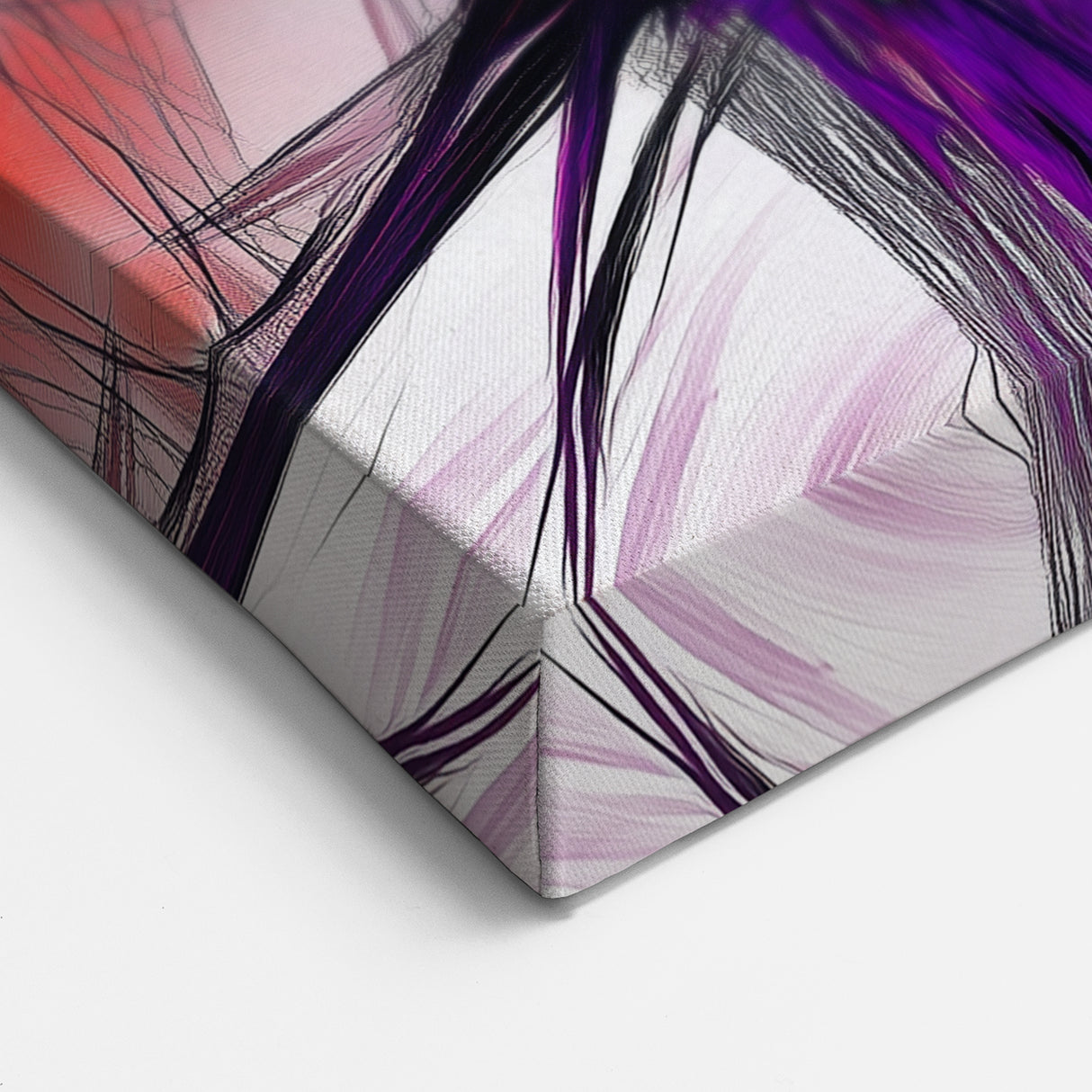 Large Abstract Wall Art – Energetic Red and Purple Motion Lines