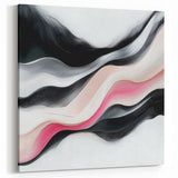 Minimalist Abstract Wall Art – Blush and Black Fluid Waves
