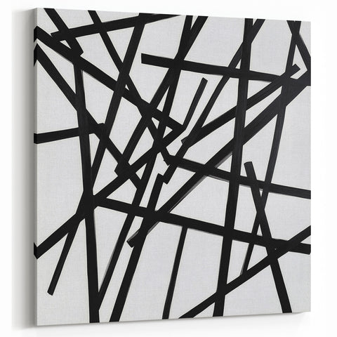 Contemporary Abstract Canvas – Bold Black Stroke Composition