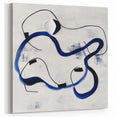 Abstract Fluid Canvas Art – Royal Blue & Black Line Composition