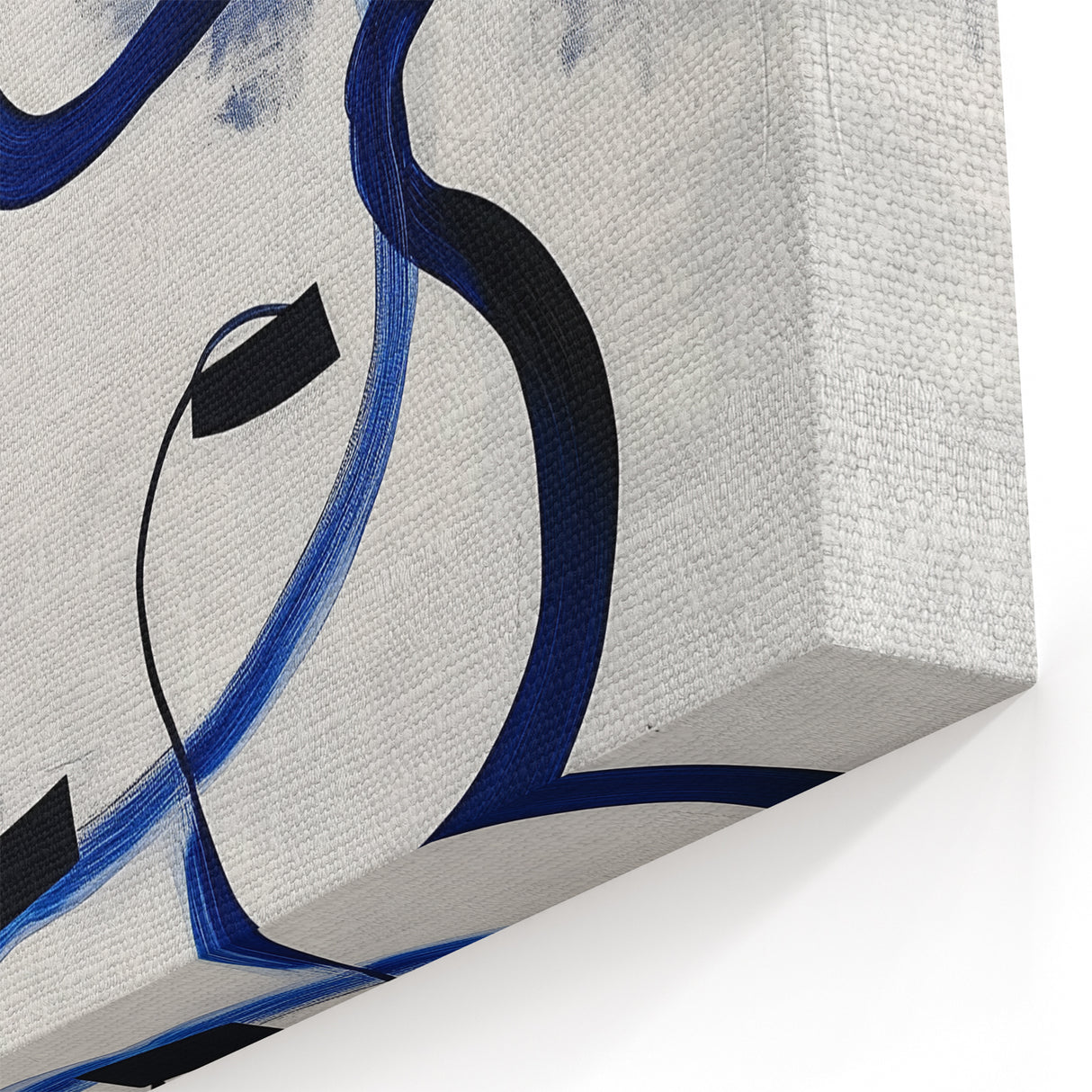 Abstract Fluid Canvas Art – Royal Blue & Black Line Composition