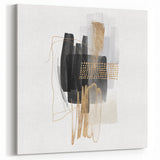 Abstract Geometric Framed Art – Minimalist Wall Art in Black & Gold