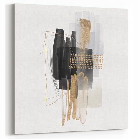 Abstract Geometric Framed Art – Minimalist Wall Art in Black & Gold