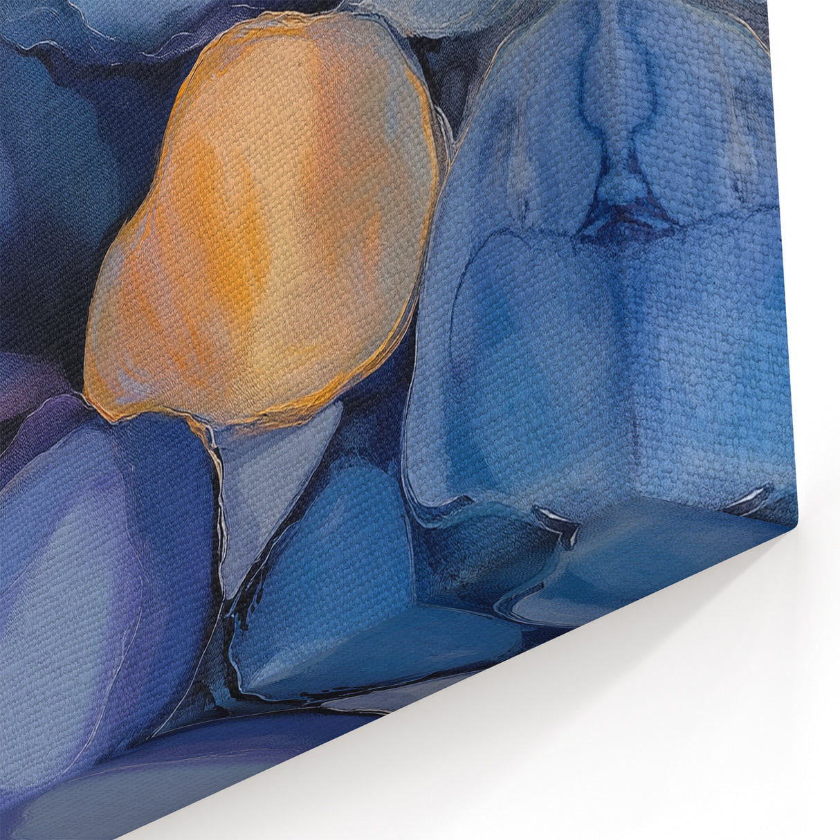 Colorful Abstract Wall Art – Dreamy Stones in Blue and Gold