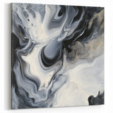 Fluid Abstract Wall Art – Black, White & Gold Marble Movement