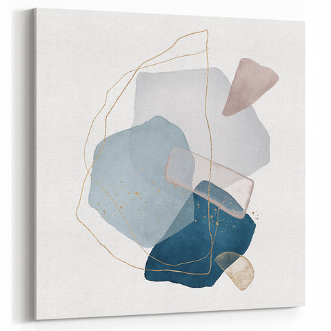 Modern Geometric Wall Decor – Navy Blue & Light Gray Abstract Art