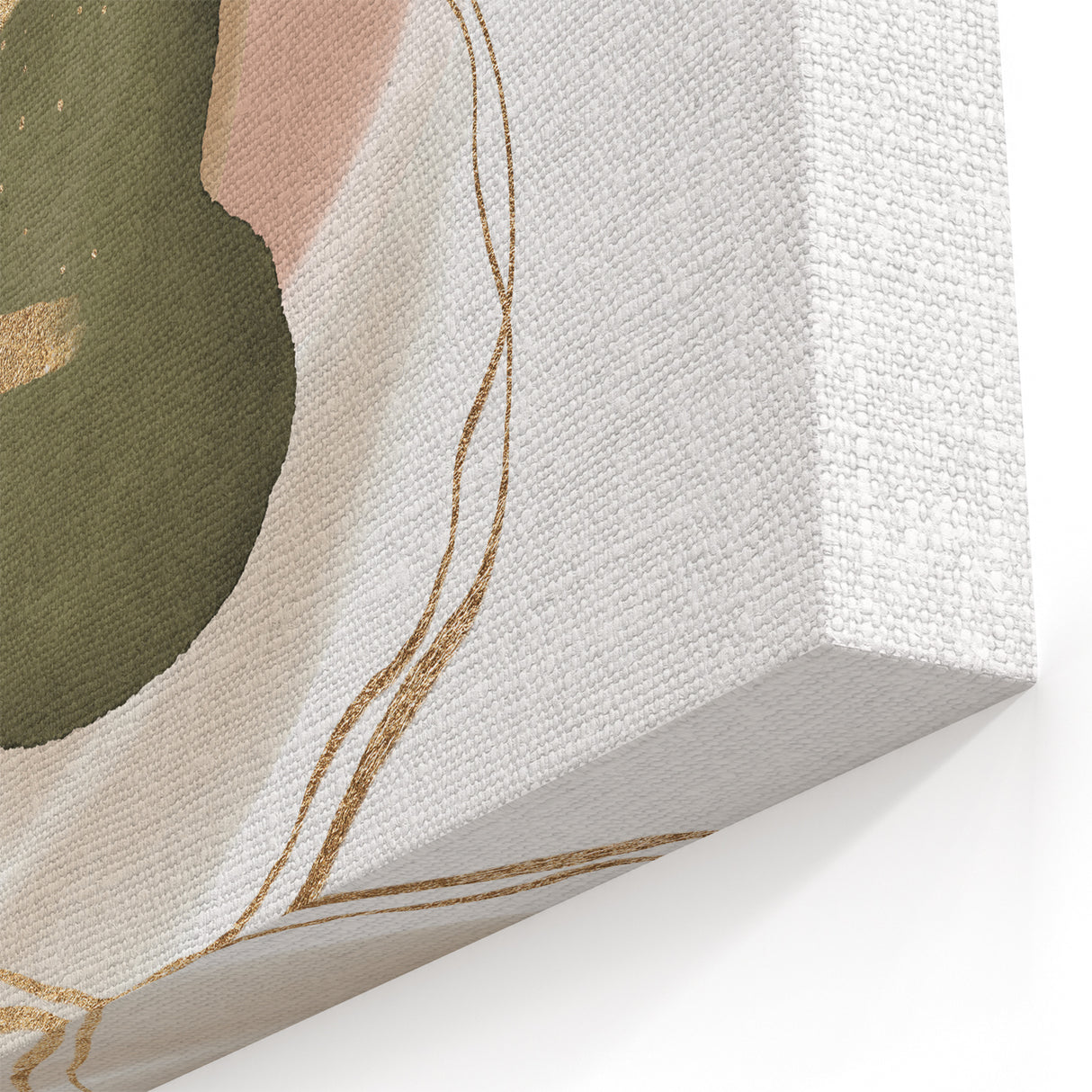 Abstract Geometric Framed Art – Olive Green & Blush Minimalist Print