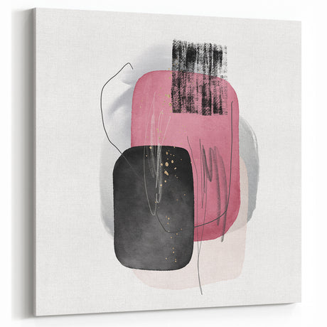 Minimalist Abstract Canvas Prints – Blush Pink & Black Wall Art