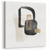 Modern Minimalist Wall Art – Black, White & Gold Geometric Canvas Print
