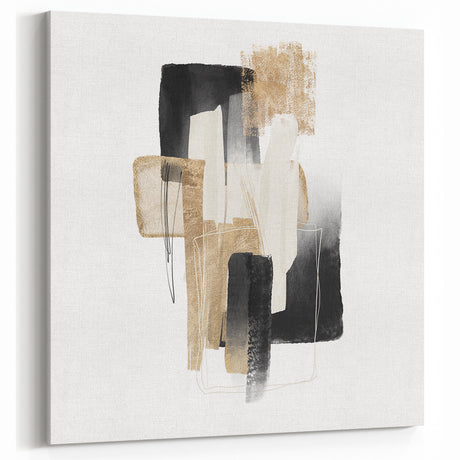 Modern geometric wall decor – black and gold minimalist canvas print