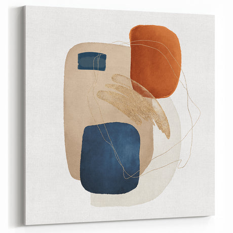 Modern geometric wall decor – navy and burnt orange abstract print