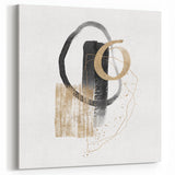 Geometric minimalist abstract wall art – black and gold modern print