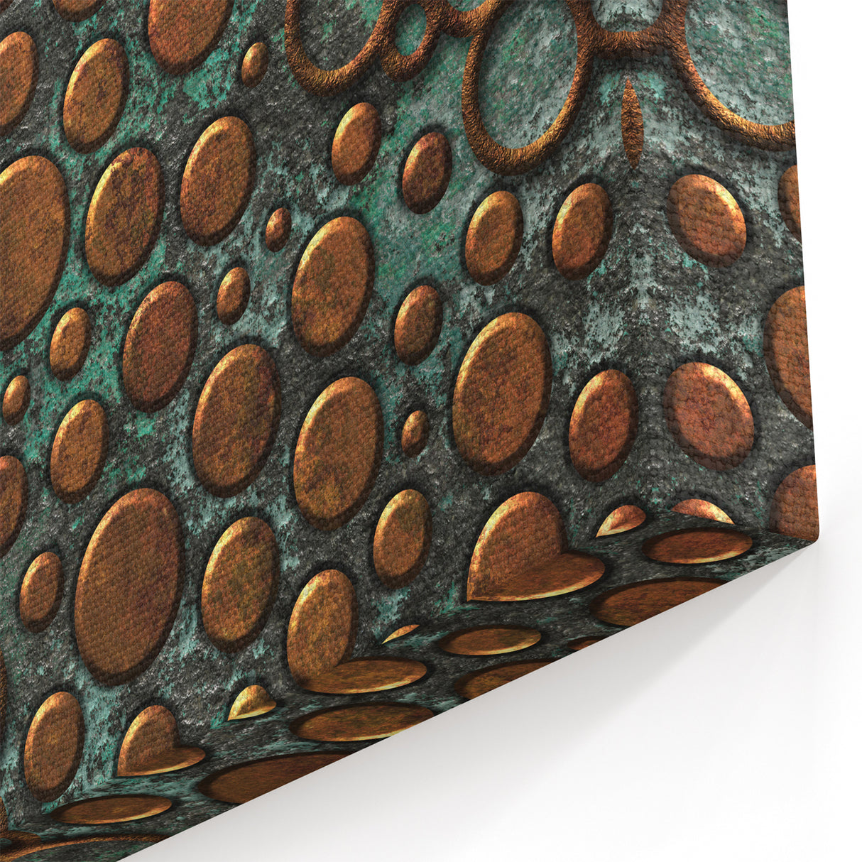 Textured Acrylic Wall Art – Industrial Circles in Bronze and Teal