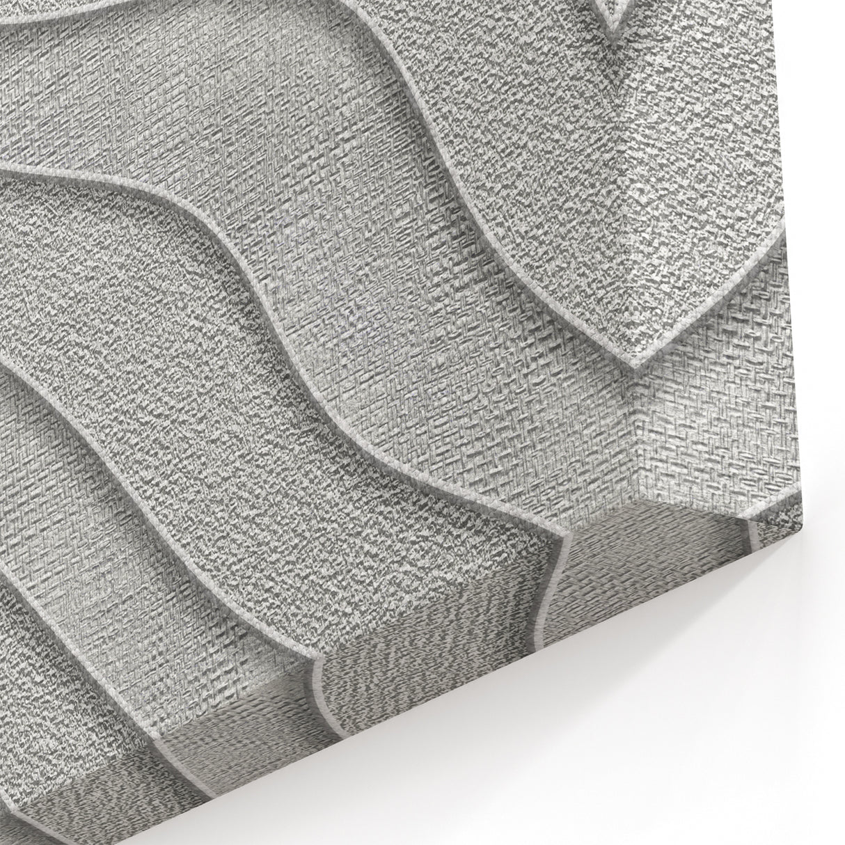 Contemporary Framed Abstract Art – Textured Wave Pattern in Silver