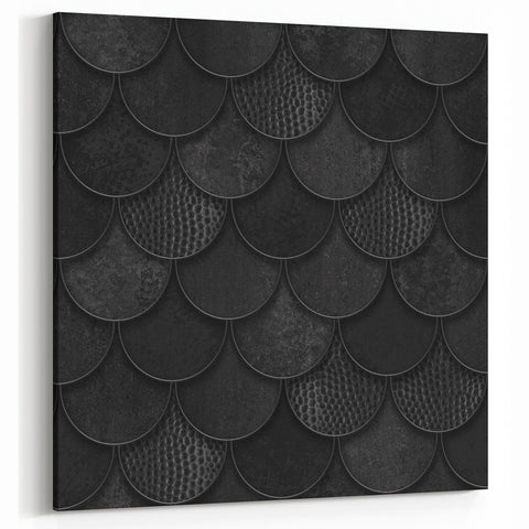 Large Abstract Wall Decor – Black Scaled Texture with Matte Finish