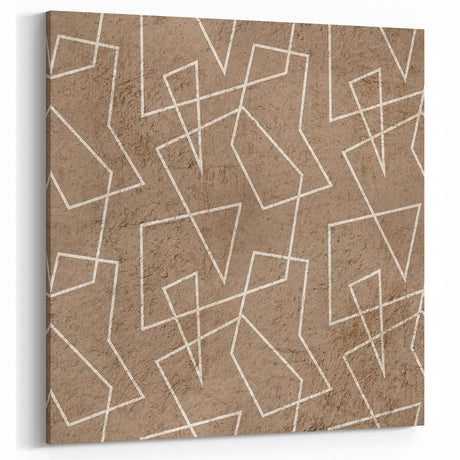 Modern Abstract Canvas Prints – Geometric Line Art on Brown Texture