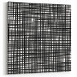 Geometric Abstract Canvas Artworks - Black Grid on White Texture