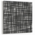 Geometric Abstract Canvas Artworks - Black Grid on White Texture