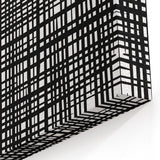 Geometric Abstract Canvas Artworks - Black Grid on White Texture