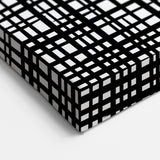 Geometric Abstract Canvas Artworks - Black Grid on White Texture