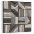 Geometric Abstract Canvas Art - Earthy Textured Grid in Neutrals
