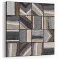 Geometric Abstract Canvas Art - Earthy Textured Grid in Neutrals