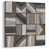 Geometric Abstract Canvas Art - Earthy Textured Grid in Neutrals