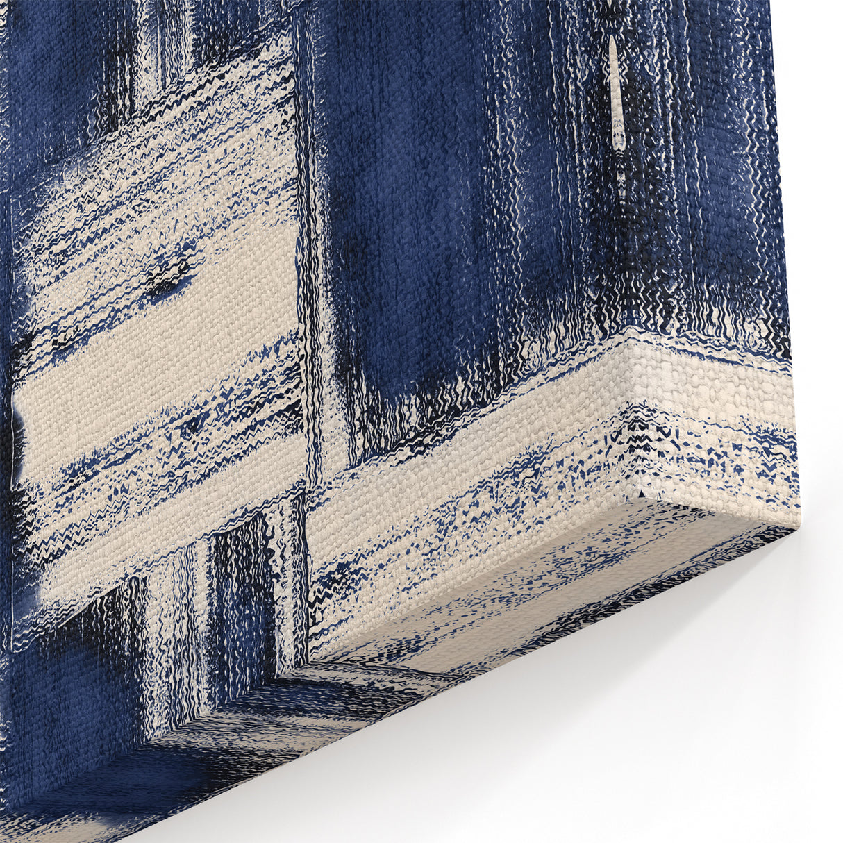 Structured Serenity – Navy Grid Pattern Canvas from Earthen Harmony