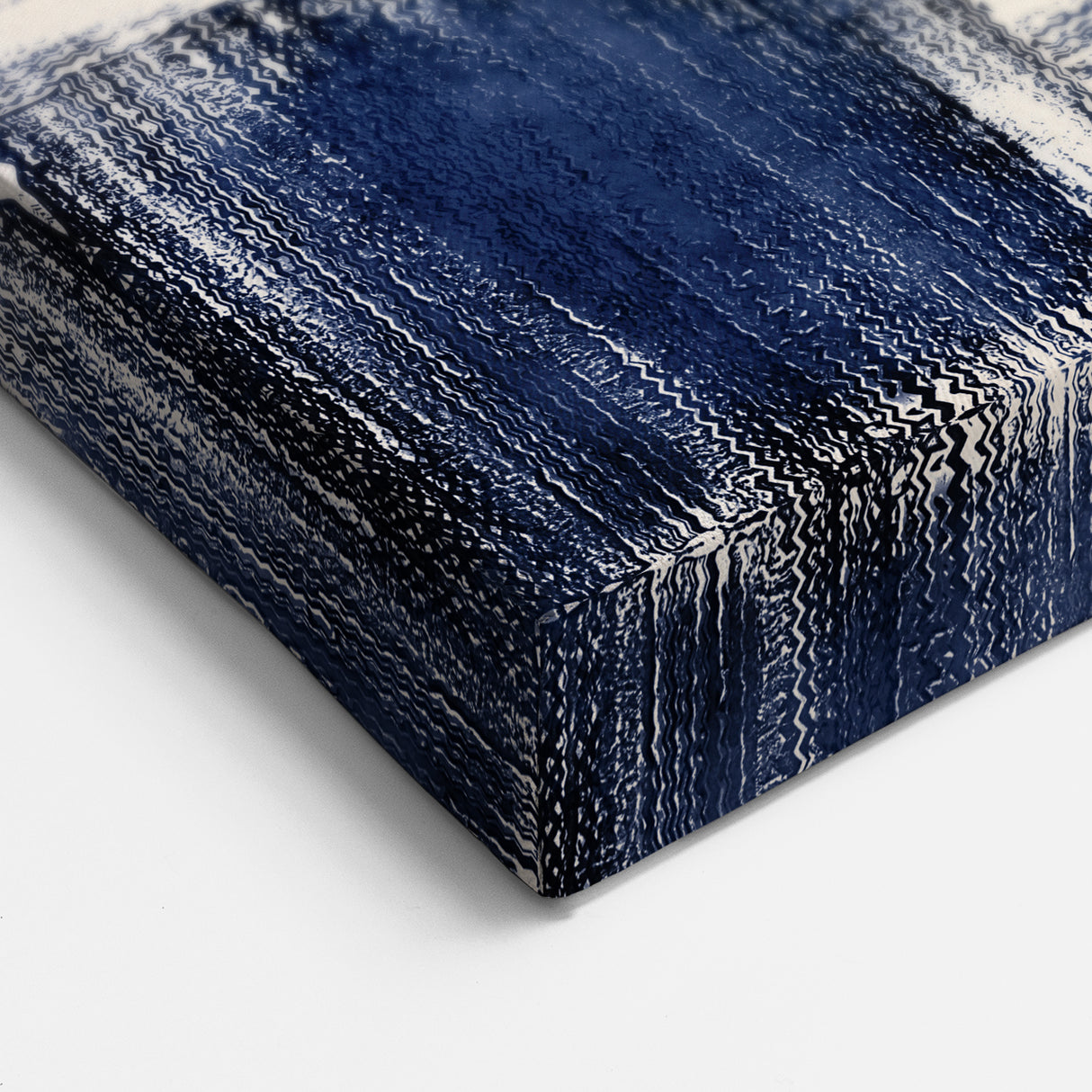 Structured Serenity – Navy Grid Pattern Canvas from Earthen Harmony