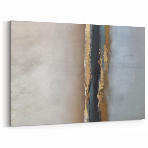 Large Abstract Wall Decor – Textured Gold, Black, and Teal Accent