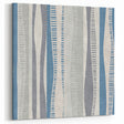 Geometric Abstract Canvas Art – Blue and Gray Wavy Line Texture