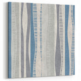 Geometric Abstract Canvas Art – Blue and Gray Wavy Line Texture