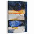 Geometric Abstract Canvas Art – Navy, Gold, and Cobalt Brush Forms